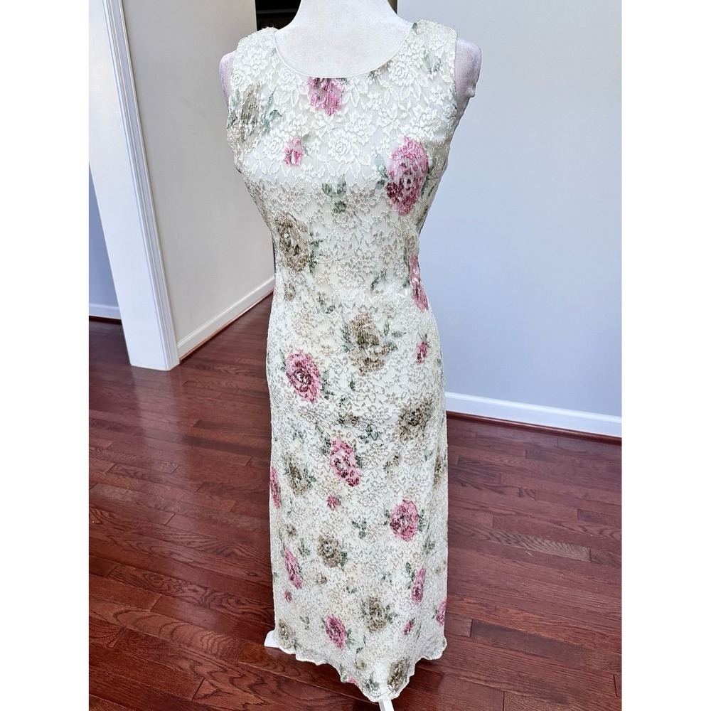 Vintage‎ Y2K 2000s DressBarn CottageCore Valley Girl Coquette Floral Maxi Dress - Picture 2 of 11